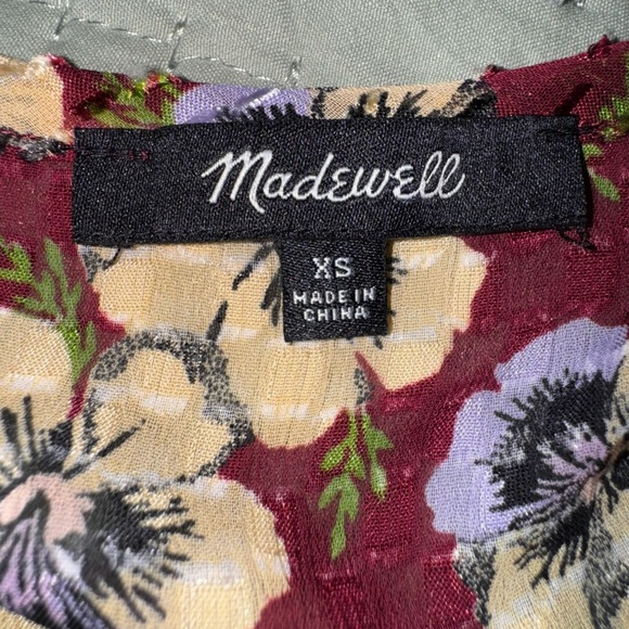 Madewell Drawstring Ruffle-Hem Top in Viola Floral. Size XS EUC - Picture 9 of 15